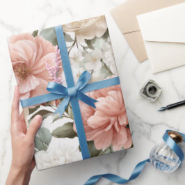 Modern Pastell Rosa Rodnad Peony Akvarell Mönster Presentpapper