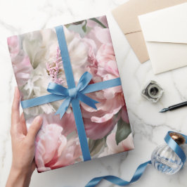 Modern Pastell Rosa Rodnad Peony Vattenfärg Mönste Presentpapper