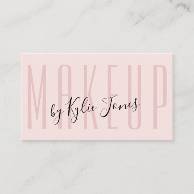 Modern Pastell Rosa Smink MUA Skönhet Girly Visitkort (Framsida)