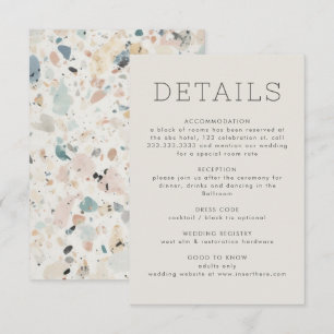Modern Pastell Terrazzo Mönster Bröllop Tilläggskort