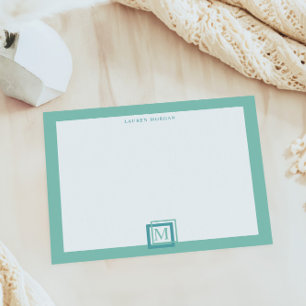 Modern Pastell Turkos Monogram Personlig Anteckningsblock