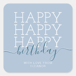 Modern pastellblå Grattis på födelsedagen Fyrkantigt Klistermärke