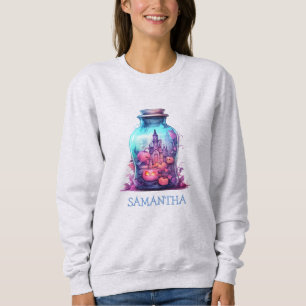 Modern pastellblå och pastellblå rosa Halloween fe T Shirt