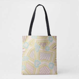 Modern pastellfärgad linjekonst och former totebag tygkasse