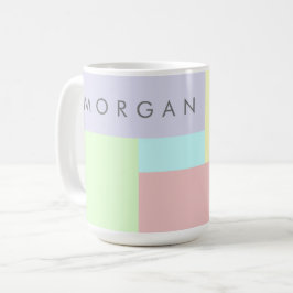 Modern pastellgeometrisk monogram kaffemugg