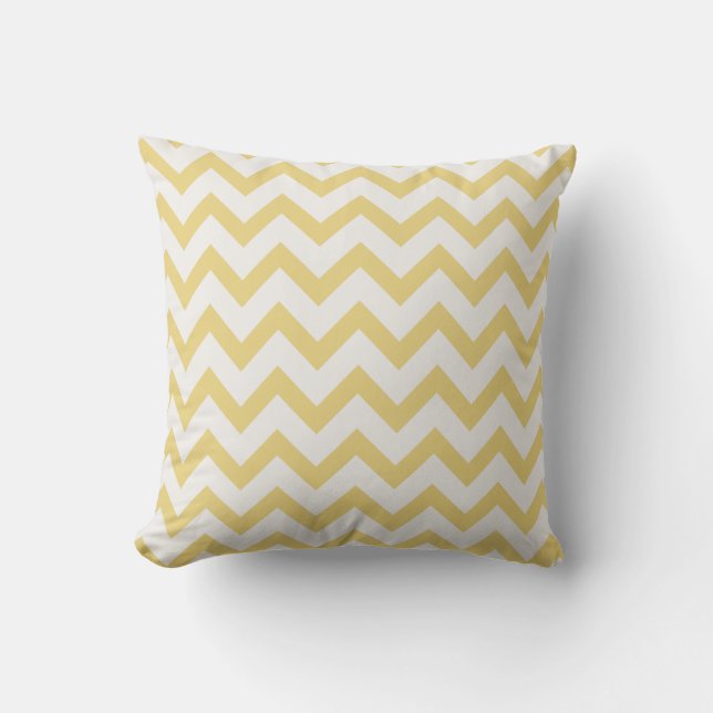 Modern pastellgult och vit chevron mönster kudde (Framsida)