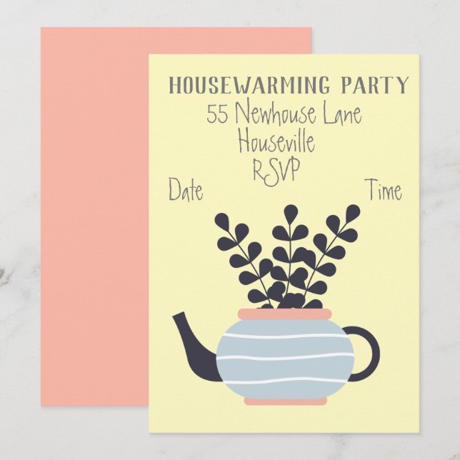 Modern pastellpotatis - husuppvärmning Party Inbjudningar (Fram/baksida)