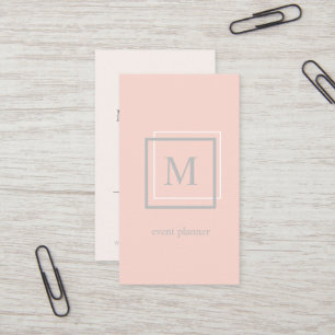 Modern pastellRosa och Grått-monogram Visitkort