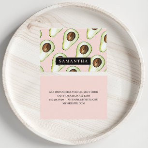 Modern pastellRosa och Grönt Avocado Mönster Busin Visitkort