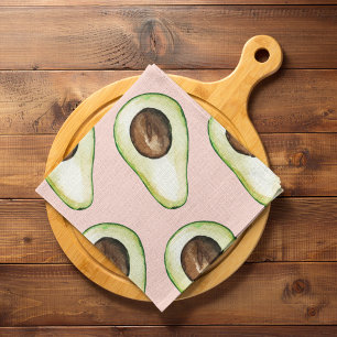 Modern pastellRosa och Grönt Avocado Mönster Kökshandduk