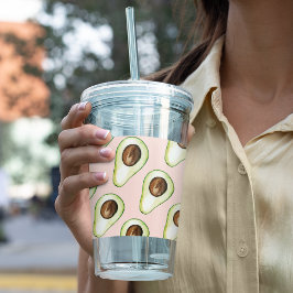 Modern pastellRosa och Grönt Avocado Mönster Take Away Mugg