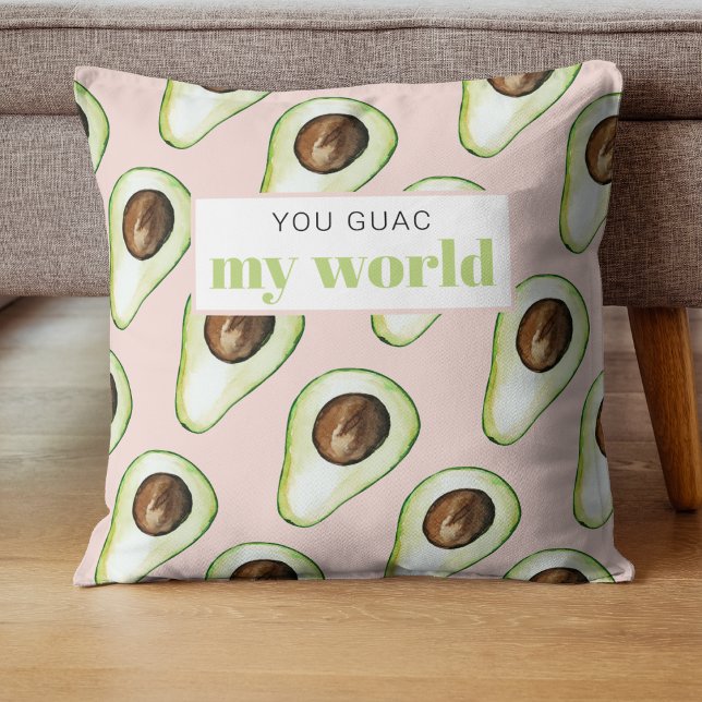 Modern pastellRosa och Grönt Avocado Mönster Throw Kudde (Skapare uppladdad)