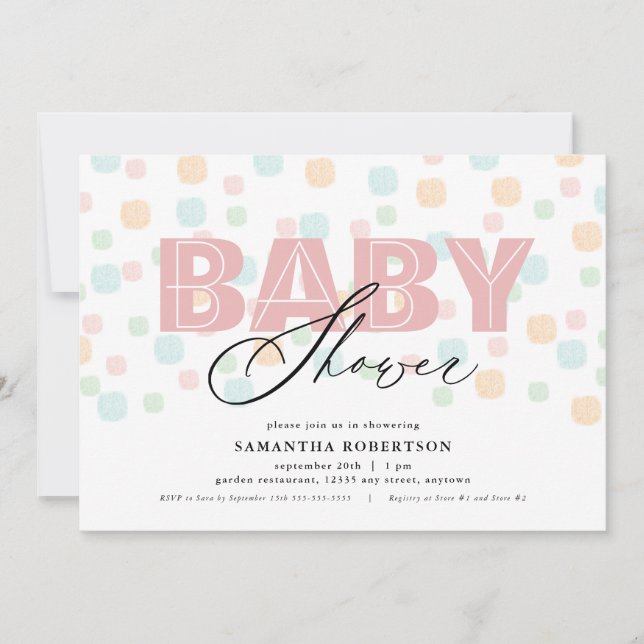 Modern Pastels Rosa Baby Shower-inbjudan (Framsida)