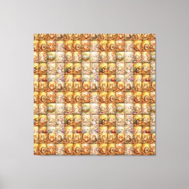 Modern Patchwork Pattern Collage Canvastryck (Framsida)