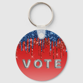 Modern Patriotic Glitter Drip Vote Nyckelring