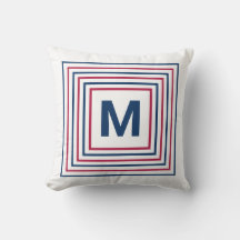 Modern Patriotic Red White och Blue Monogrammed