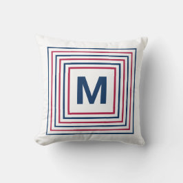 Modern Patriotic Red White och Blue Monogrammed Kudde