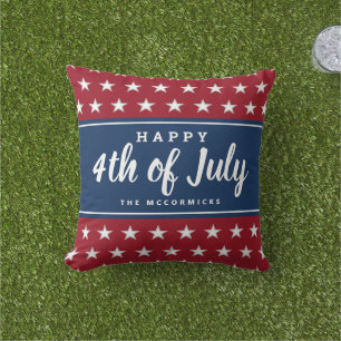 Modern Patriotic Stars Rand juli 4:e Monogrammet Kudde