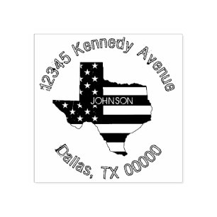 Modern Patriotic Texas Flagga Family Returadress Stämpel
