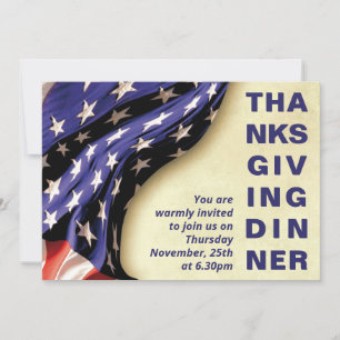 Modern Patriotic USA-inbjudan till Thanksgiving Inbjudningar