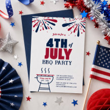 Modern patriotisk 4 juli BBQ-fest-inbjudan