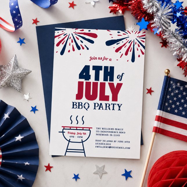 Modern patriotisk 4 juli BBQ-fest-inbjudan Inbjudningar (Skapare uppladdad)