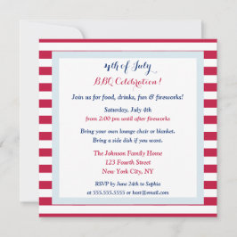 Modern patriotisk 4 juli Sommaren Barbeque Party Inbjudningar
