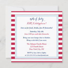 Modern patriotisk 4 juli Sommaren Barbeque Party Inbjudningar