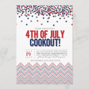Modern patriotisk 4th av den Juli Cookoutinbjudan Inbjudningar