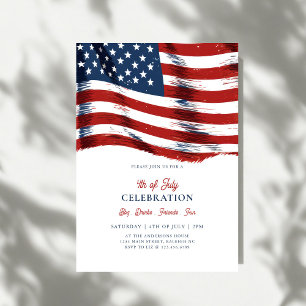 Modern patriotisk amerikansk flagg 4 juli-fest inbjudningar