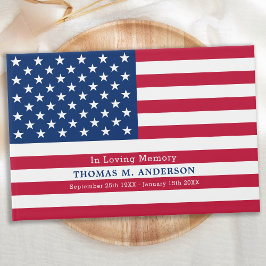 Modern patriotisk amerikansk Flagga Memorial Funer Gästböcker