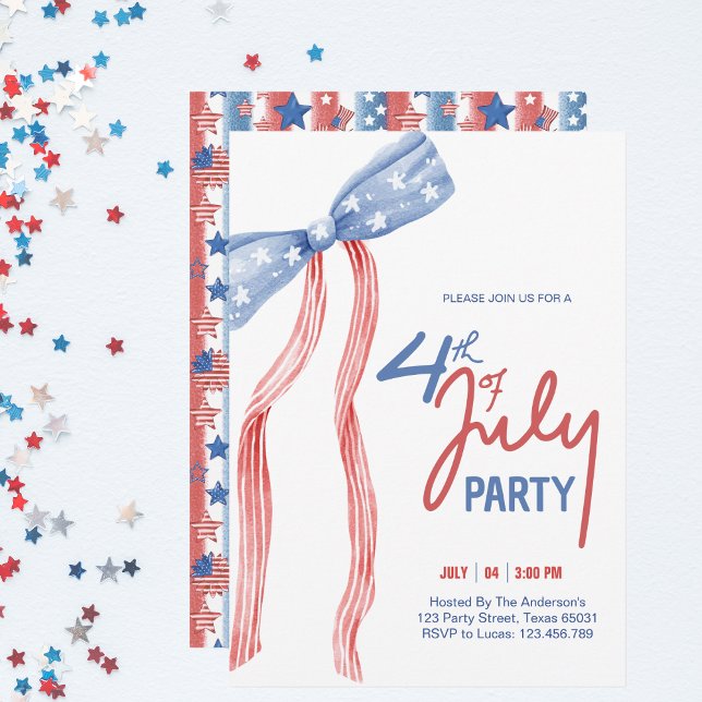 Modern patriotisk födelsedagsfest för fjärde juli inbjudningar (Skapare uppladdad)
