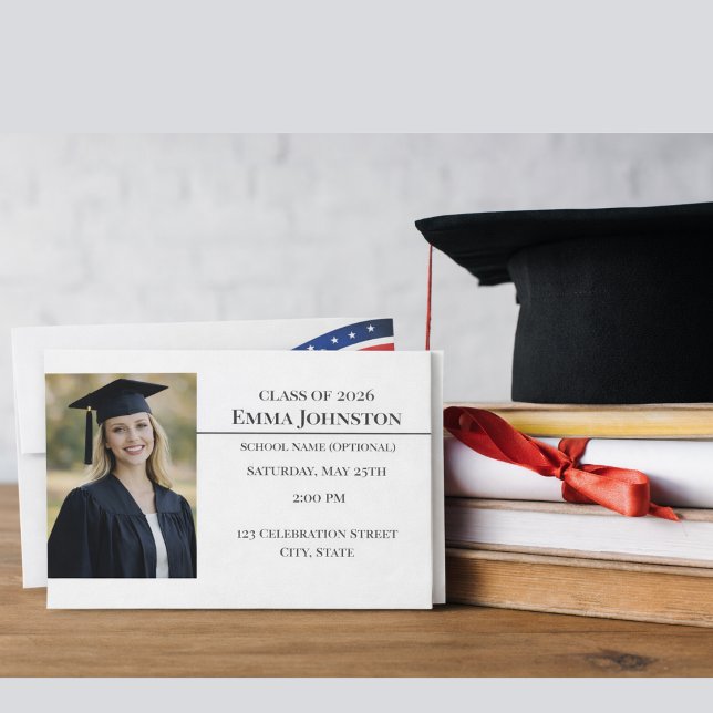 Modern patriotisk fotoförfrågan om examen inbjudningar (Skapare uppladdad)