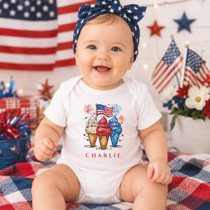 Modern patriotisk glass trio personlig baby  t shirt