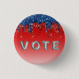 Modern patriotisk glitterdropp Röst Knapp