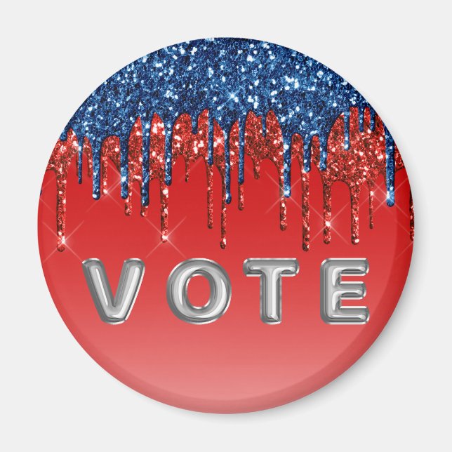 Modern patriotisk glitterdropp Röst Magnet (Framsidan)