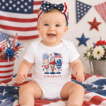 Modern patriotisk personlig baby med popsicle