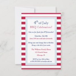 Modern patriotisk sommar 4 juli Barbecue Party Inbjudningar