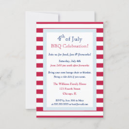 Modern patriotisk sommar 4 juli Barbecue Party Inbjudningar