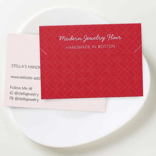 Modern Pattern Red Necklace Bracelet Display Card Visitkort (Modern Pattern Green Necklace Display Card)