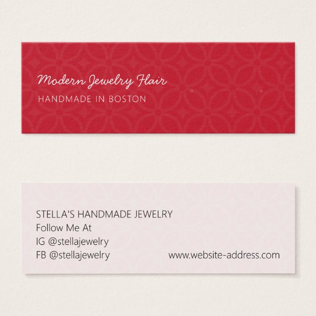Modern Pattern Red Stud Earring Display Card Litet Visitkort (Framsida & baksida)