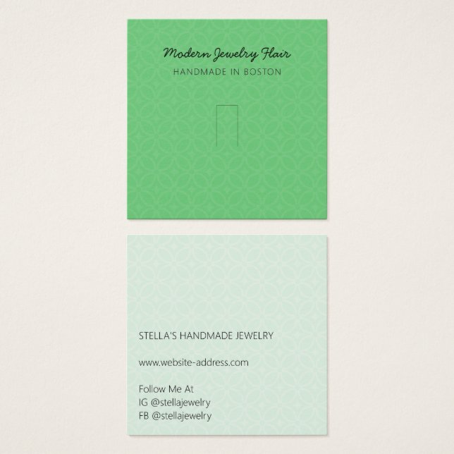 Modern Pattern Vivid Green Ring Display Card Fyrkantigt Visitkort (Framsida & baksida)