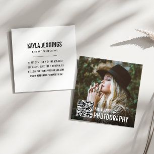 Modern påverkan QR-kodfotograf Fyrkantigt Visitkort
