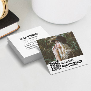 Modern påverkan QR-kodfotograf Fyrkantigt Visitkort