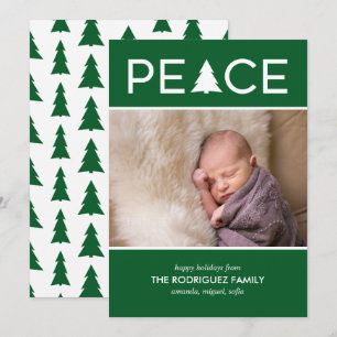 Modern Peace Anpassningsbar Photo Helgdag Grönt Wh Julkort
