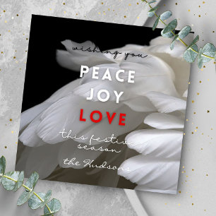 Modern Peace Joy Kärlek White Feaths jul Julkort