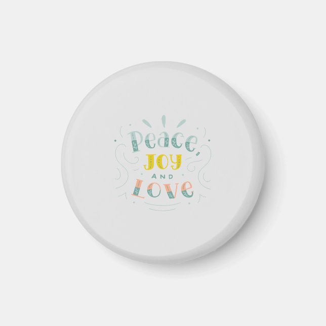 Modern Peace Joy och Kärlek Typography Magnet (Framsidan)