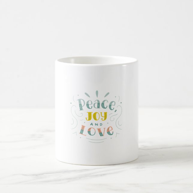 Modern Peace Joy och Kärlek Typography Mugg (Center)
