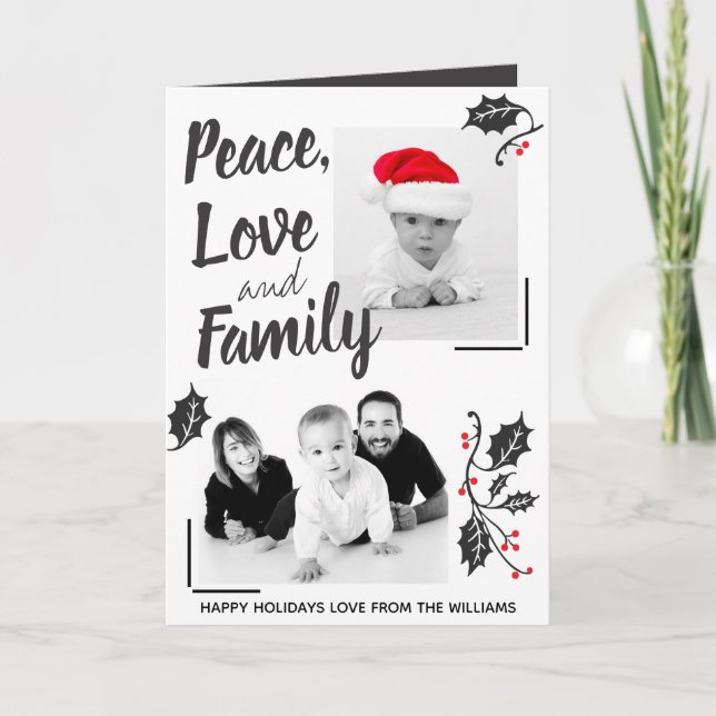 Modern Peace Kärlek and Family Anpassningsbar Phot Kort (Framsida)