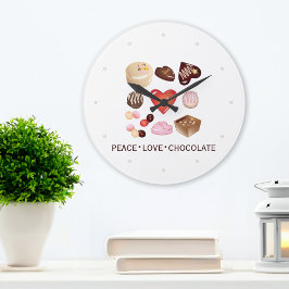 Modern Peace Kärlek Chocolate Candy Anpassningsbar Stor Klocka